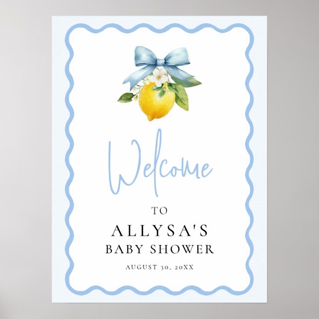 Coquette Lemon Italian Ciao Baby Shower Welcome Poster (Front)