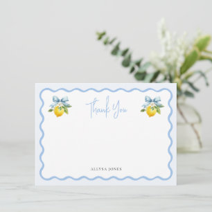 Coquette Lemon Italian Wavy Baby Shower Thank You Card