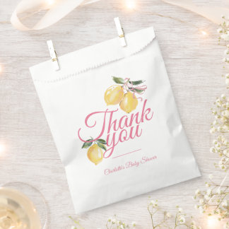 Coquette Lemon Pink Baby Shower Favour Bag