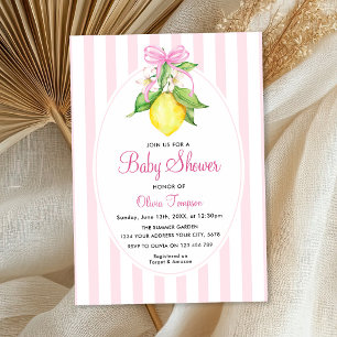 Coquette Lemon Pink Baby Shower Invitation