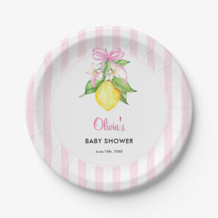 Coquette Lemon Pink Baby Shower Paper Plate