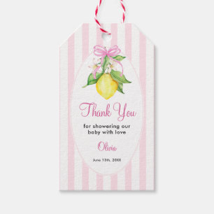 Coquette Lemon Pink Baby Shower Thank You Gift Tags
