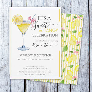 Coquette lemon Sweet & Tangy bridal shower Invitation