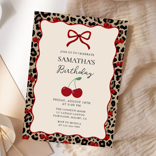 Coquette Leopard Cheetah Girl Birthday Invitation (Creator Uploaded)
