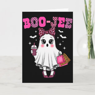 Coquette Leopard Ghost Coffee Boo-jee Halloween Bo Card