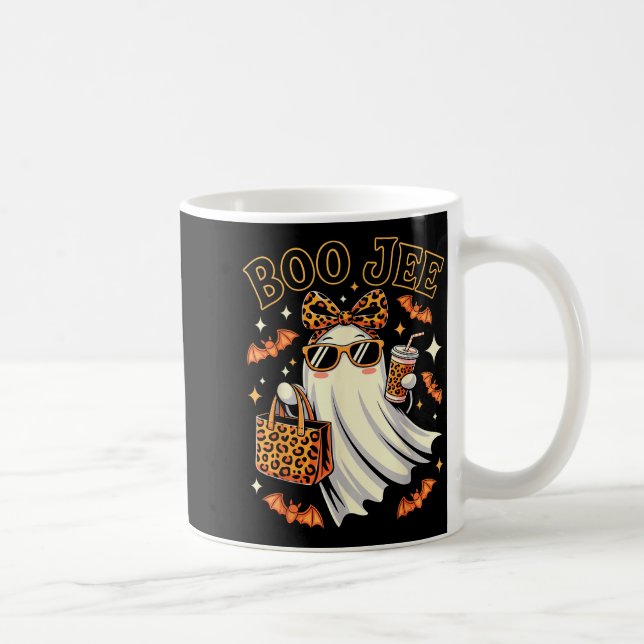 Coquette Leopard Ghost Coffee Boo Jee Halloween Bo Coffee Mug (Right)