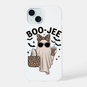 Coquette Leopard Ghost Coffee Boo-JEE Halloween Bo iPhone 15 Case