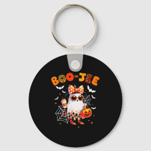 Coquette Leopard Ghost Coffee Boo-jee Halloween Bo Key Ring