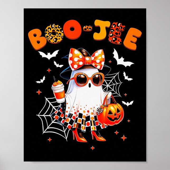 Coquette Leopard Ghost Coffee Boo-jee Halloween Bo Poster (Front)