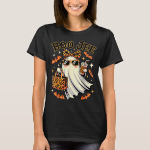 Coquette Leopard Ghost Coffee Boo Jee Halloween Bo T-Shirt