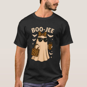 Coquette Leopard Ghost Coffee Boo-JEE Halloween Bo T-Shirt