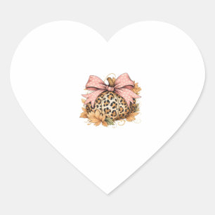 Coquette Leopard Pumpkin with Pink Bow – Glam Fall Heart Sticker