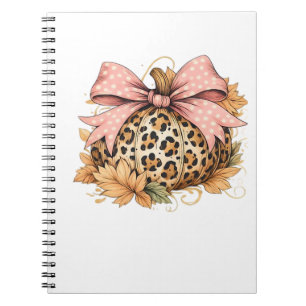 Coquette Leopard Pumpkin with Pink Bow – Glam Fall Notebook
