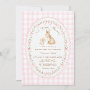 Coquette Little Bunny Rabbit Baby Shower Invitation