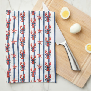 Coquette Lobsters & Starfish Tea Towel