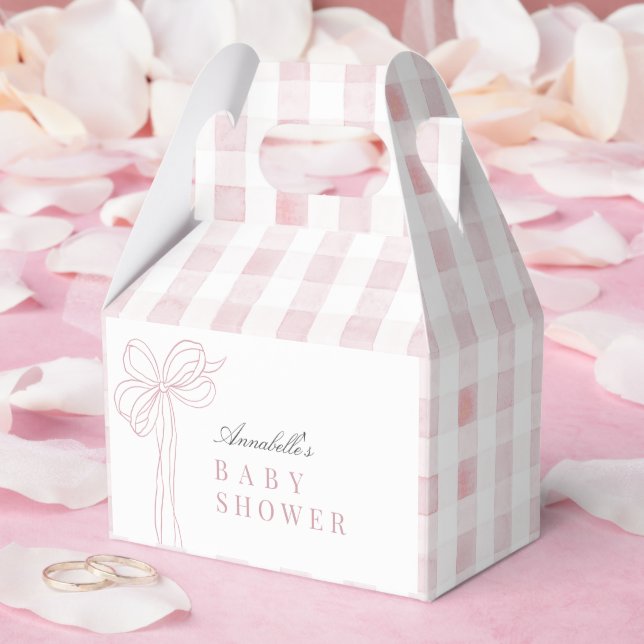 Coquette Long Pink Bow Ribbon Girl Baby Shower Favour Box (Wedding)