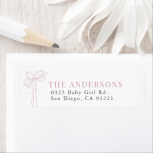 Coquette Long Pink Bow Ribbon Return Address Return Address Label