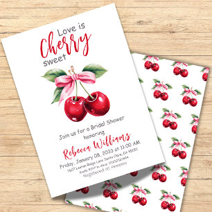 Coquette Love is Cherry Sweet Bow Bridal Shower Invitation