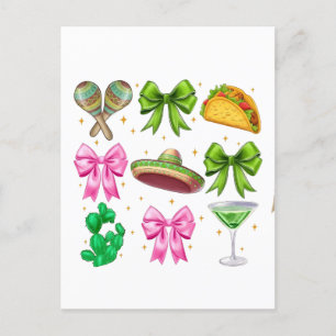 Coquette Mardi Gras Bow Fleur De Lis Mask Fat Tues Announcement Postcard