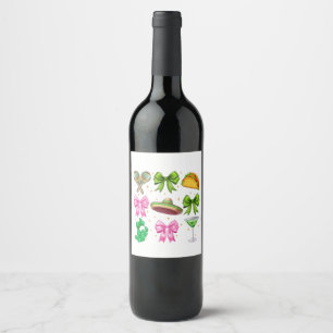Coquette Mardi Gras Bow Fleur De Lis Mask Fat Tues Wine Label