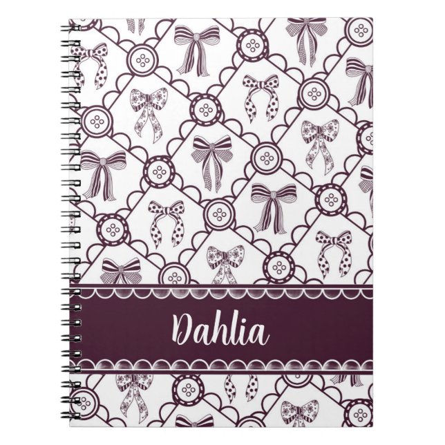 Coquette Maroon Bow Notebook (Front)