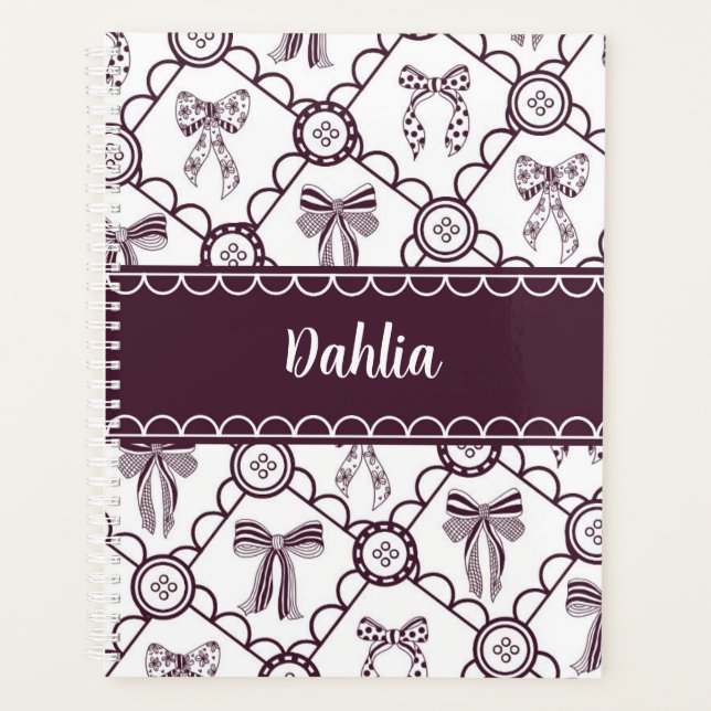 Coquette Maroon Bow Planner (Front)