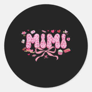Coquette Mimi Valentine Heart Pink Bow Valentines Classic Round Sticker