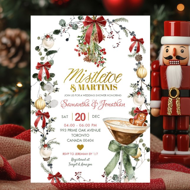 Coquette Mistletoe and Martinis Wedding Shower Invitation (Creator Uploaded)