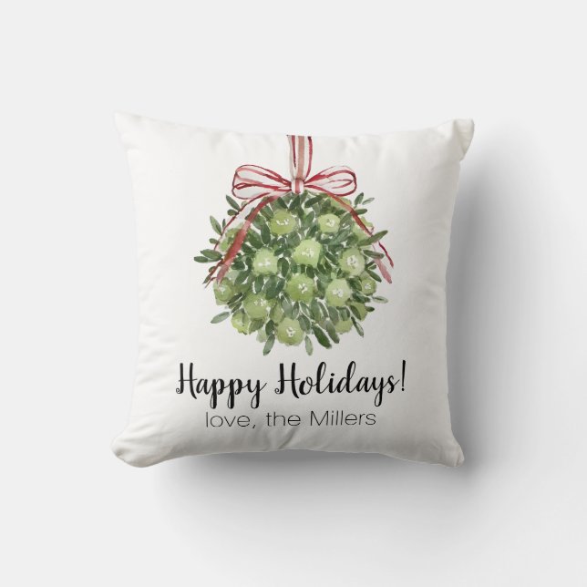 Coquette Mistletoe Christmas Decorative Pillow (Front)