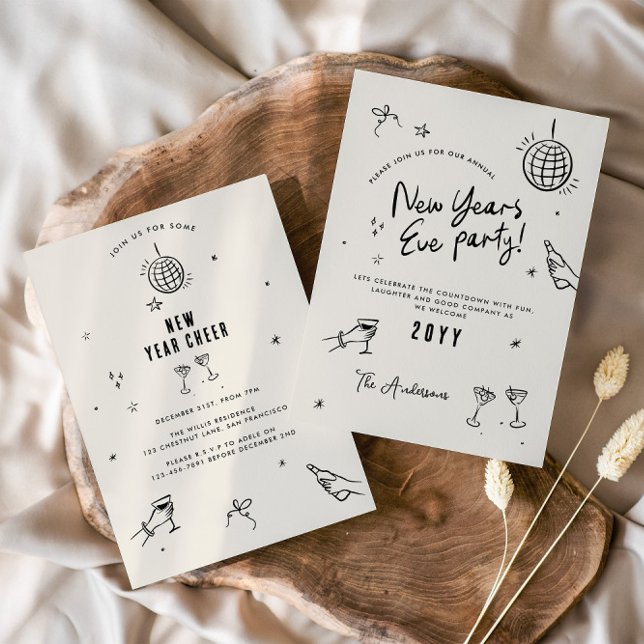 Coquette modern typography New Yeats Eve party Invitation (Creator Uploaded)