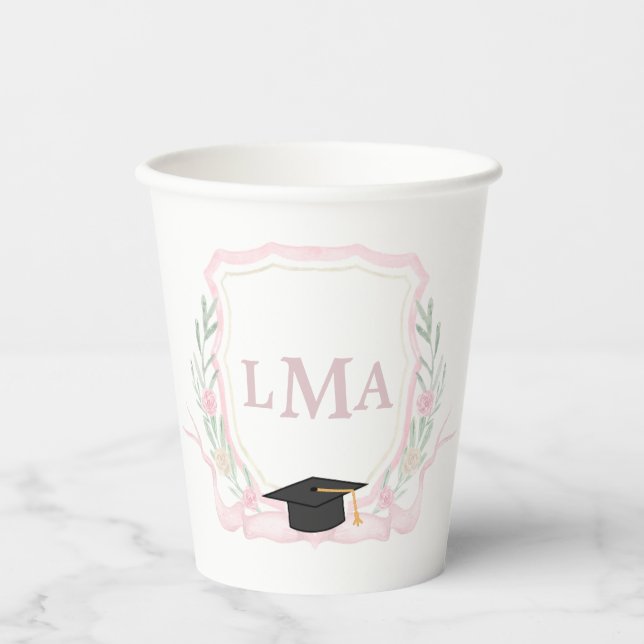 Coquette Monogram Graduation  Paper Cups (Front)