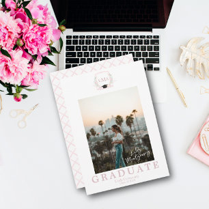 Coquette Monogram Photo Graduation Announcement