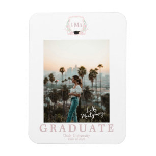 Coquette Monogram Photo Graduation Announcement Magnet