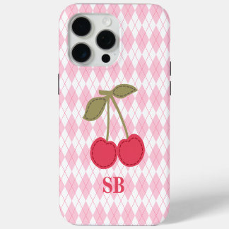 Coquette Monogram Pink Jacquard Pink Cherry iPhone 15 Pro Max Case