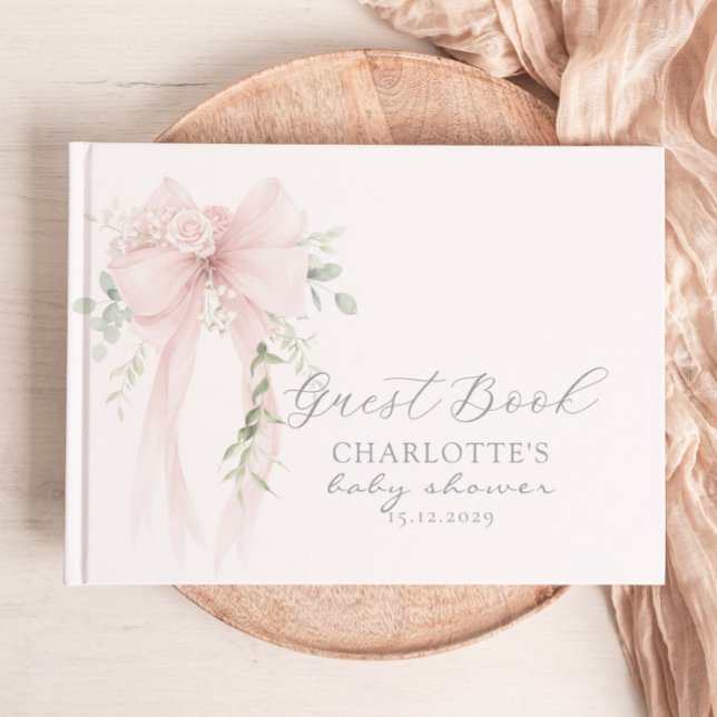 Coquette Neutral Bow Baby Shower Guest Book (Creator Uploaded)