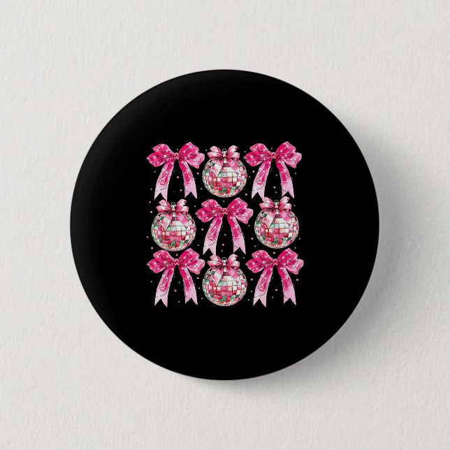 Coquette New Year 2026, Retro New Years, Disco Bal 6 Cm Round Badge (Front)