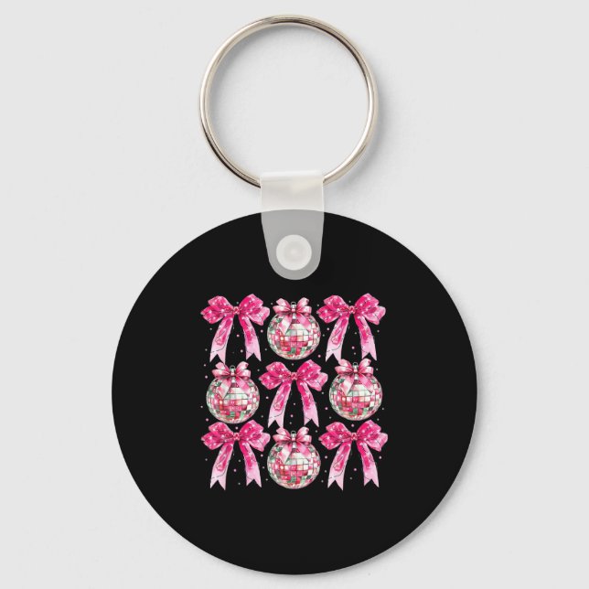 Coquette New Year 2026, Retro New Years, Disco Bal Key Ring (Front)