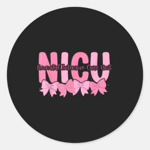 Coquette Nicu Nurse Nk Bow Neonatal Intensive Care Classic Round Sticker