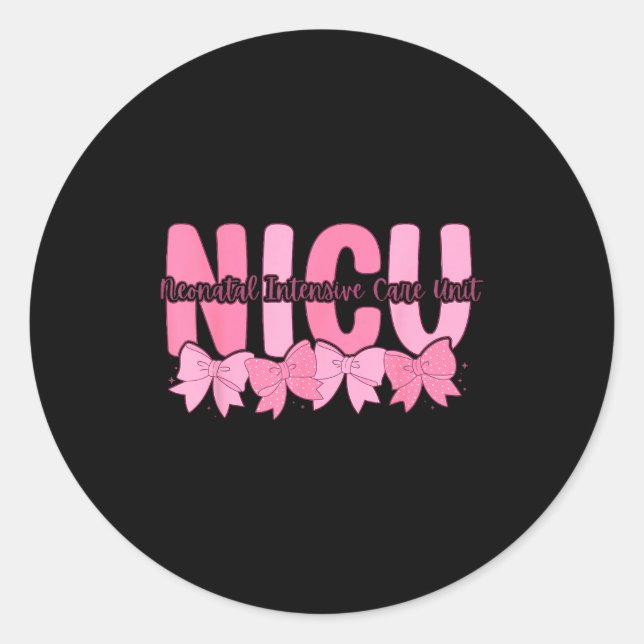 Coquette Nicu Nurse Nk Bow Neonatal Intensive Care Classic Round Sticker (Front)