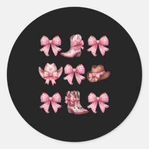 Coquette Nk Bow Cowgirl Boots And Hats  Classic Round Sticker