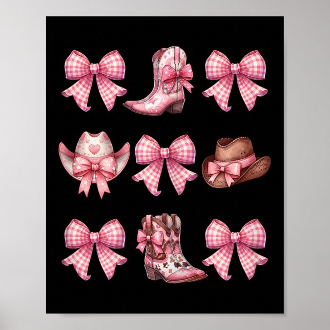 Coquette Nk Bow Cowgirl Boots And Hats  Poster (Front)