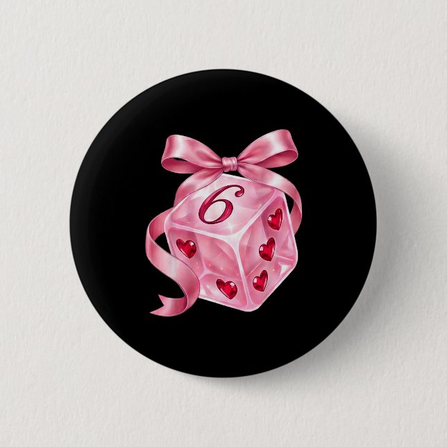 Coquette Nk Dice Bow Hearts 6 7 Preppy Valentine Y 6 Cm Round Badge (Front)