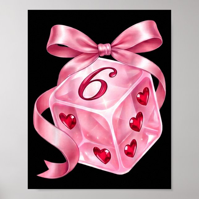 Coquette Nk Dice Bow Hearts 6 7 Preppy Valentine Y Poster (Front)