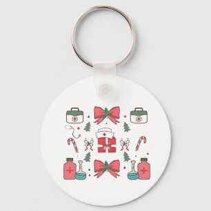 Coquette Nurse Bow Custom Nurse Xmas Christmas Key Ring