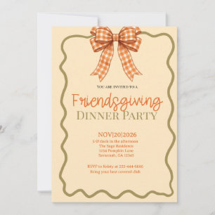 Coquette Orange and Sage Friendsgiving  Invitation