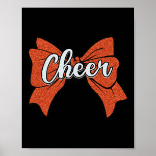 Coquette Orange Cheer Bow Sport Cheerleader Cheerl Poster