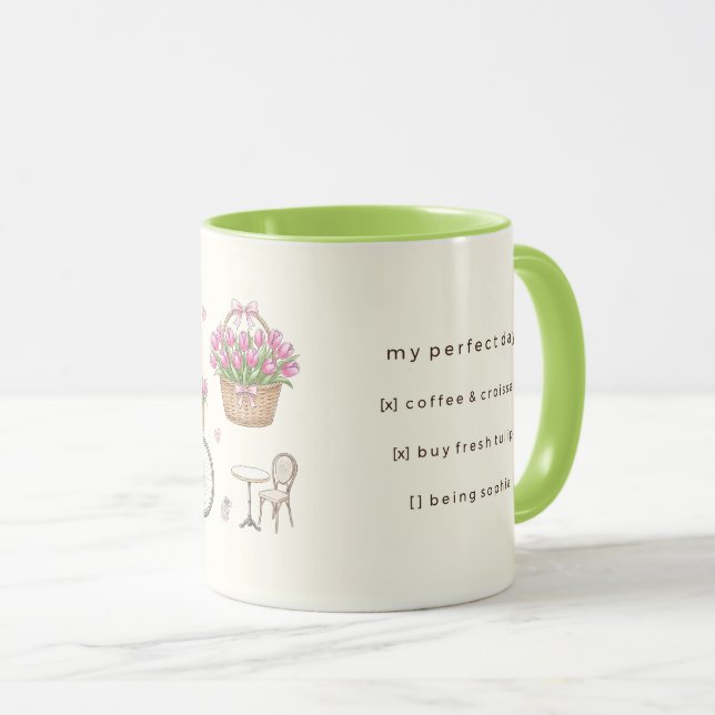 Coquette Paris Daily Checklist Custom Mug - Green (Front Right)