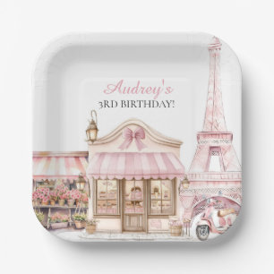 Coquette Paris French Parisian Cafe Birthday Paper Plate