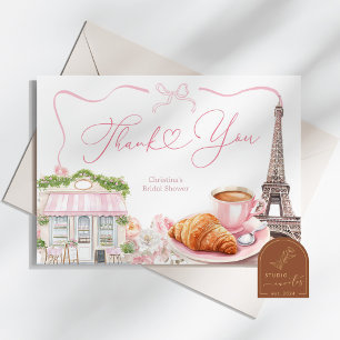 Coquette Parisian cafe French Bridal Brunch Thank You Card