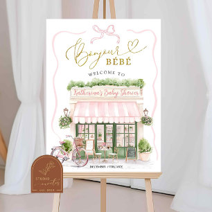 Coquette Parisian cafe French Pink Welcome Sign